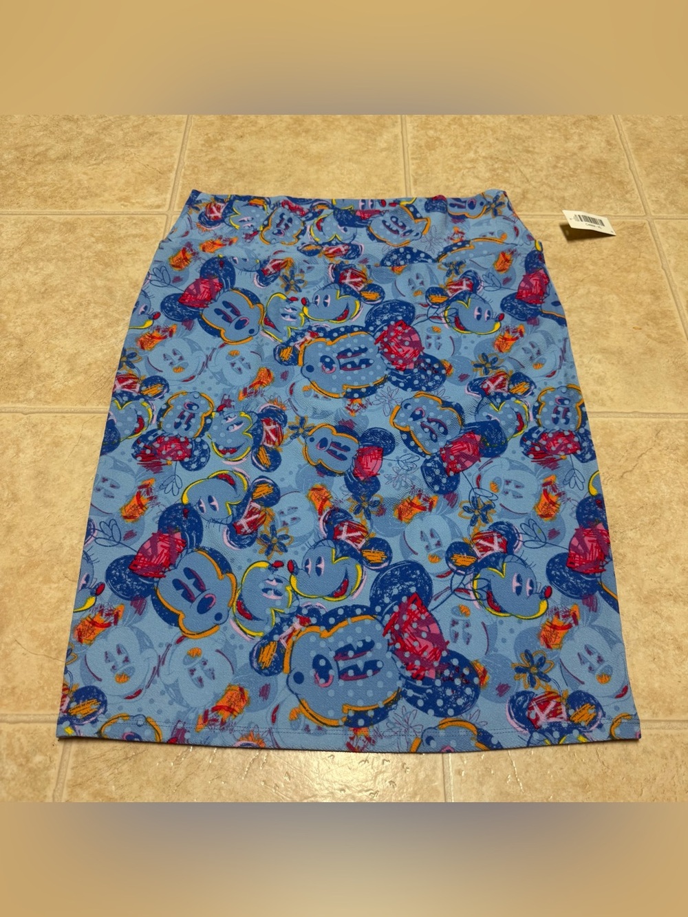 LuLaRoe Disney Minnie Mouse Cassie Blue Bodycon Stretch Jacquard Midi Skirt NWT